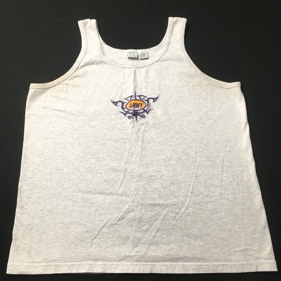 Vintage 90s Soffe United States Army graphic t-shirt tee Sz XL tank top gray - Picture 1 of 10